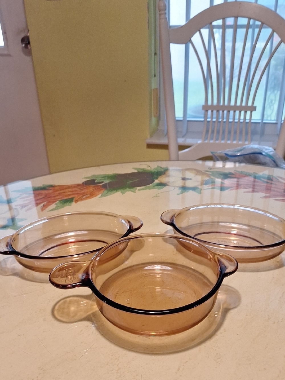 Vision Corningware Amber Glass Baking Bowls w/Side Handles
